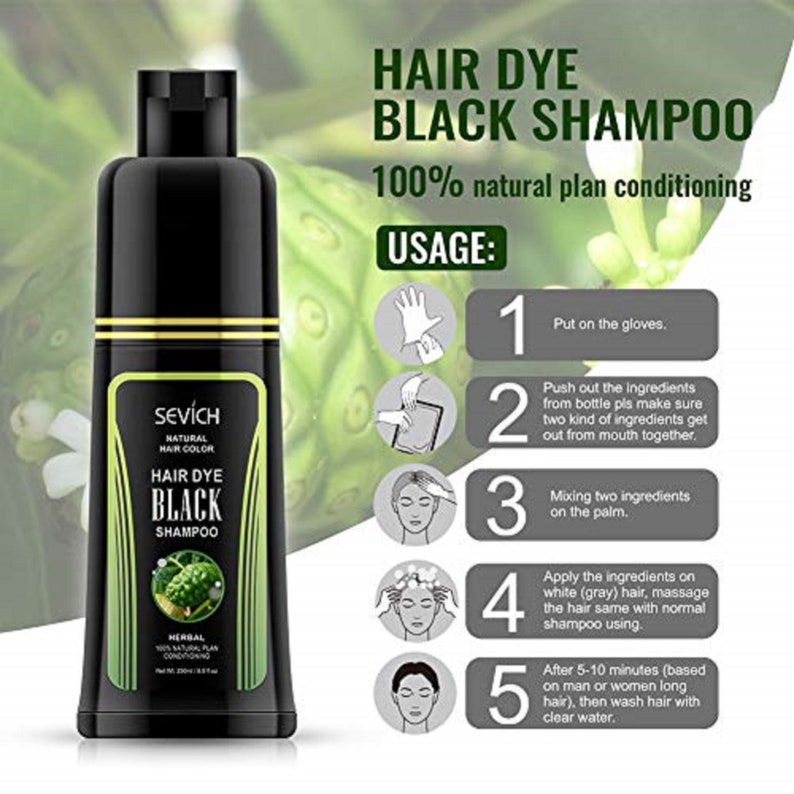 Black Herbal Hair Shampoo SEVICH Instant Black Hair Dye Etsy
