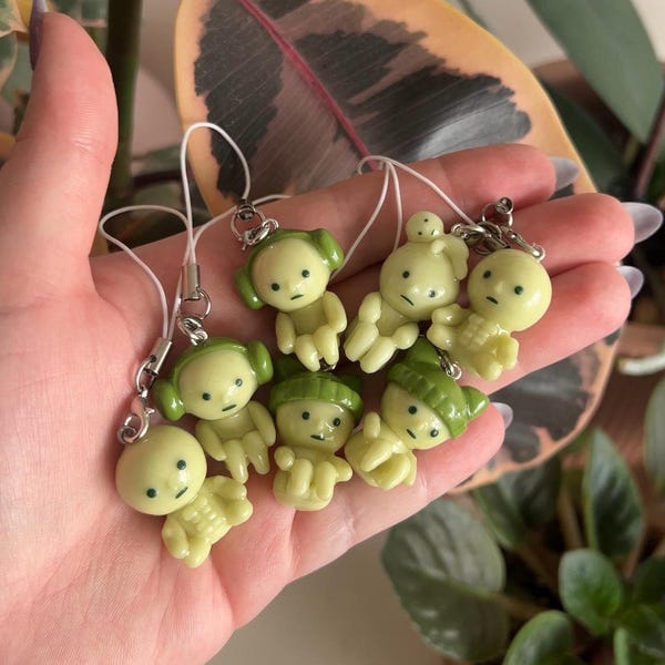 Little Green Man polymer clay phone charm/keychain | handmade polymer clay charm