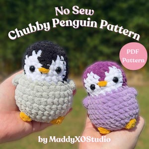 Haakpatroon voor een pinguïn zonder naaien (PDF) | Mollige amigurumi pinguïn knuffel | Eenvoudig patroon voor beginners