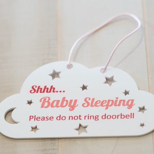 Baby Sleeping Doorbell or Door hanging sign * New Baby Front Door * Do Not Disturb Knock/Ring Bell *  Acrylic
