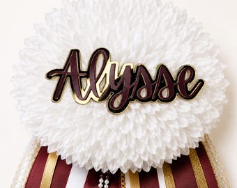Custom Homecoming Mum Acrylic Embellishments | Personalized Name, School Logo, Paw Print, HOCO & Year | Mum Accessories