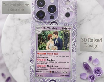 3D custom Pokemon-geïnspireerd paar aandenken telefoonhoesje bruiloft en jubileum