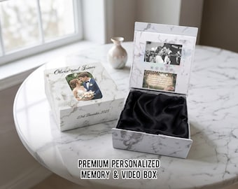 Gepersonaliseerde videobox, op maat bedrukte omslag, zijden voering, bruiloft, jubileum, cadeaus bruidsmeisje