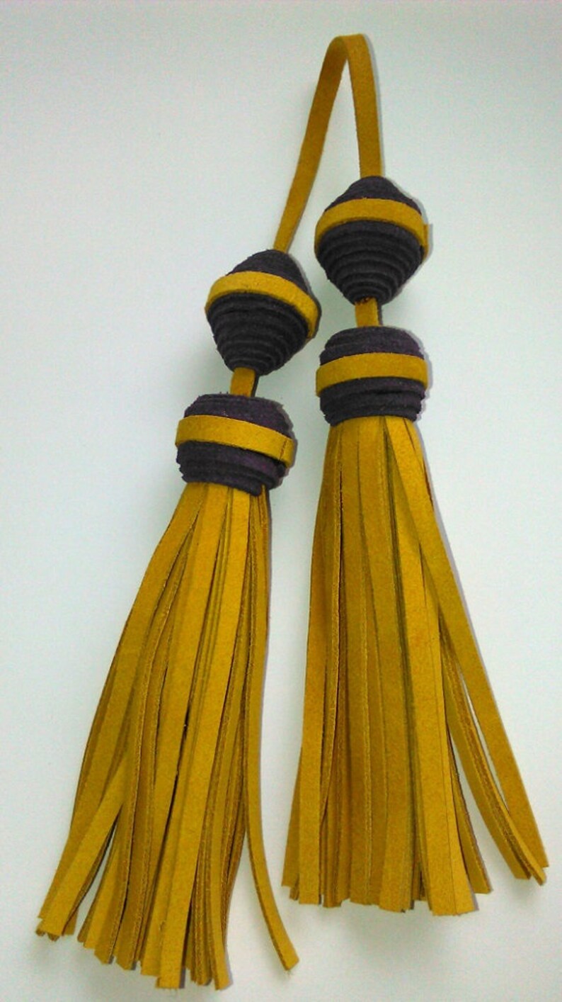 Leather Tassel Keychain,bag Charm in Yellow and Purple Skin,bag Tassel Etsy