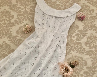 white eyelet wedding dress