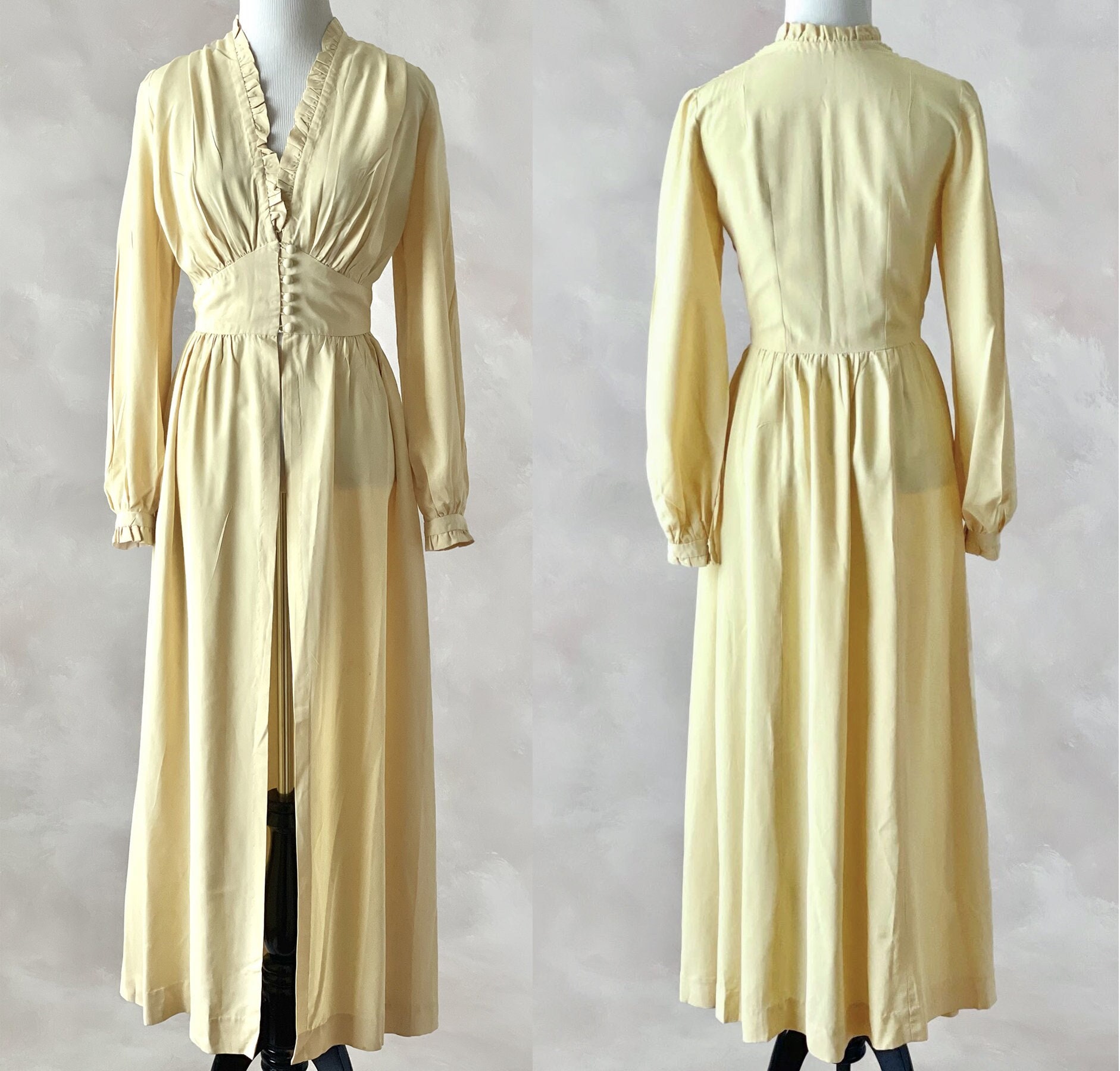 Vintage 40's Dressing Gown 1940's Light Yellow Rayon - Etsy