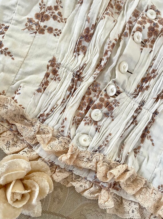 Antique Victorian Bodice, 1890's Floral Cotton Bo… - image 4
