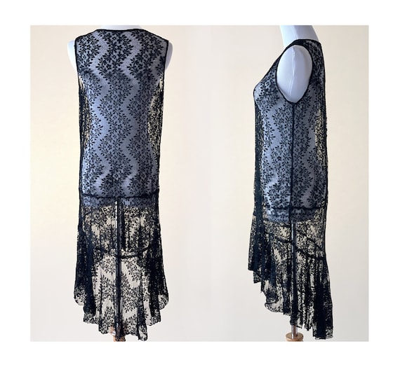 Vintage 20s Dress, 1920s Silk Lace Flapper Dress,… - image 1