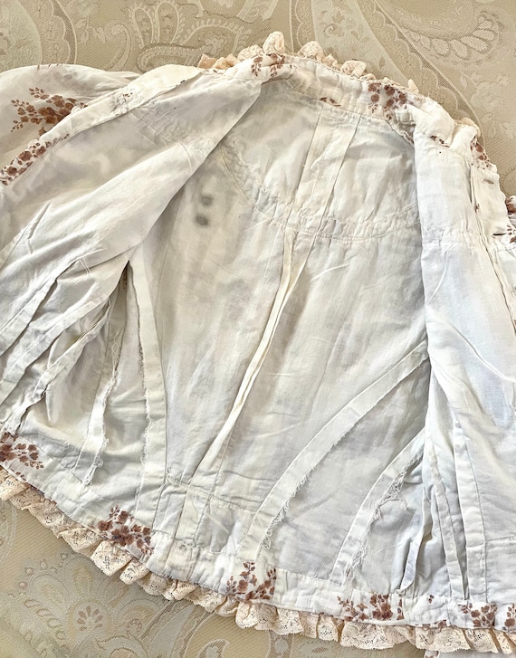 Antique Victorian Bodice, 1890's Floral Cotton Bo… - image 9