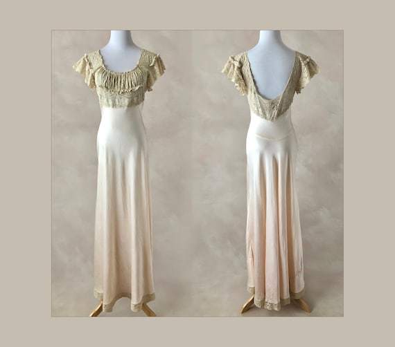 Vintage 30's Fischer Heavenly Silk Nightgown, 1930