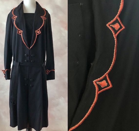 Vintage 20's Wool Dress, Late Teens/Early 1920's A