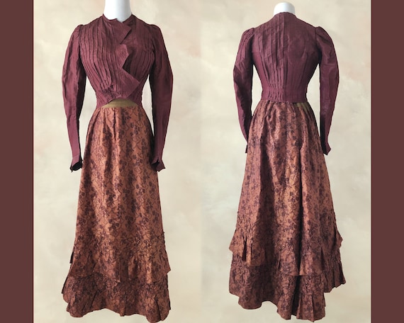 Antique Victorian Dress, 1890's Victorian Silk Bod