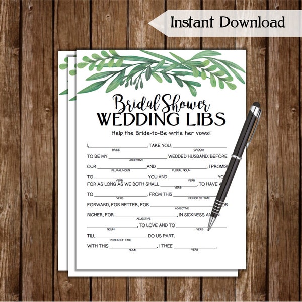 Bridal Shower Mad Libs - Etsy