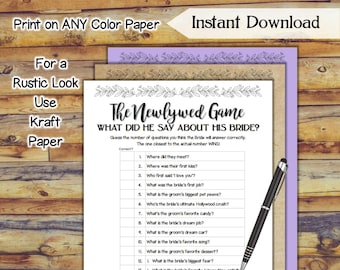 The Newlywed Game, Bridal Shower Game (Digital Download)