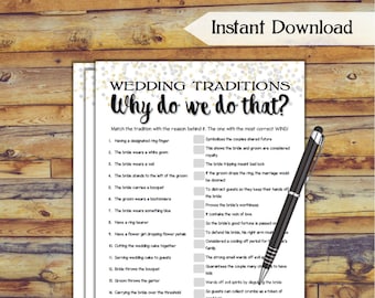 Why Do We Do That? Bridal Shower Game / Confetti Printable Wedding Shower Game / Wedding Traditions  Hen Party Game / DIY Wedding Games CX78