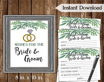 Greenery Bridal Shower Advice Cards (Digital Download)