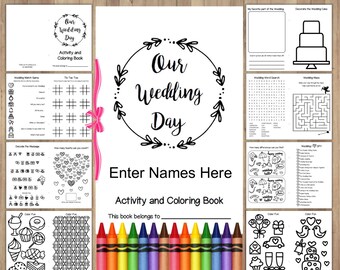 Wedding Coloring Book Printable Instant Download / Children's Activity Book / Wedding Coloring Pages / Reception Favors for Kids / Editable