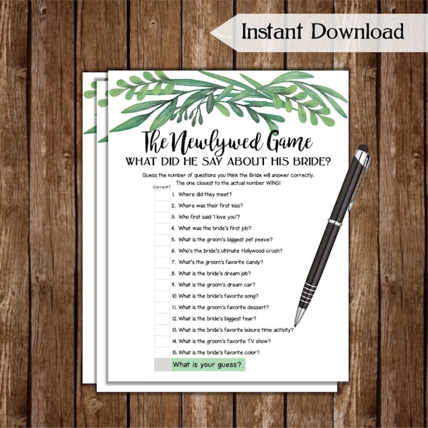 Newlywed Game - Etsy