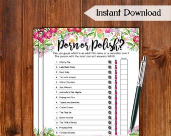 Porn or Polish Bridal Shower Game / Flowers Theme Printable Bridal Shower Game / Bachelorette Night Games / Hen Party Game FW76