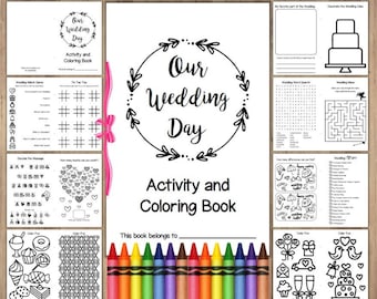 Wedding Coloring Book / Wedding Activity Book / Kids Wedding Activities / Wedding Coloring Pages / Wedding Decor, Printable Instant Download