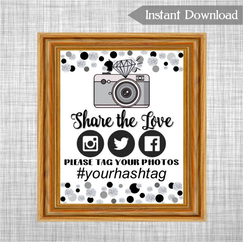Printable &amp; Editable Wedding Hashtag Sign / Hash Tag / | Etsy
