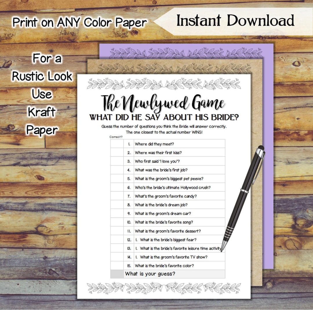 The Newlywed Game Bridal Shower Game / Simply Pretty Printable Wedding ...
