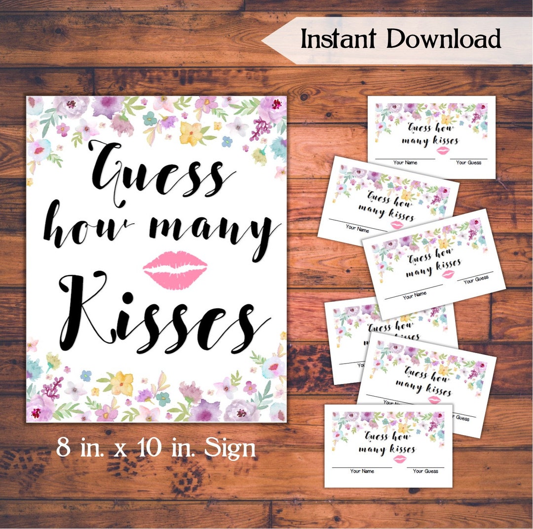Guess How Many Kisses Bridal Shower Game / Wild Flowers Theme Printable ...