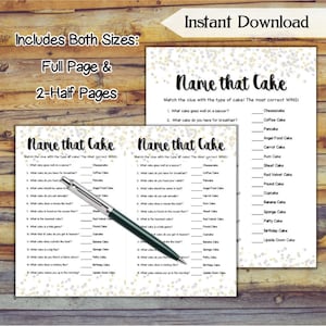 Name That Cake Bridal Shower Game / Confetti Printable Wedding Shower ...