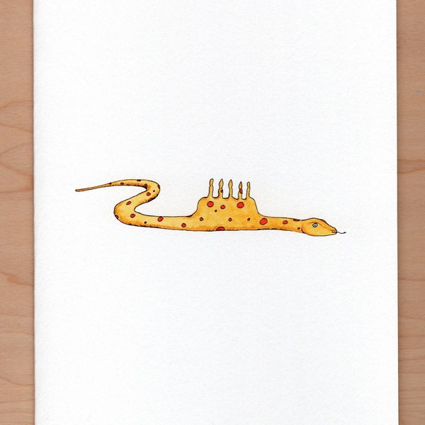 Snake swallowed cake Birthday Card