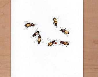 Honey Bee Love and Friendship Card, Honey bee Valentine, Anniversary Card, Valentine's Day Card