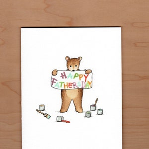 Carte de fête des pères heureuse, carte de fête des pères petit ours, carte de fête des pères mignonne image 1