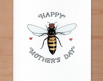 Queen Bee Mother's Day Card, Illustrated Mother's Day card