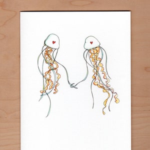 Jellyfish love card, Anniversary Card, Valentine, Punny Valentine, Valentine Card, Love Card
