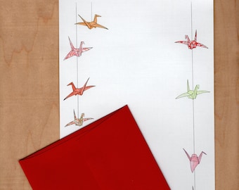 Origami cranes stationery set, writing paper
