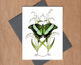 Cartes de correspondance en boîte - Lot de 8 cartes vierges - Cartes de correspondance papillon