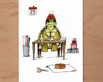 Belated Christmas Card, Turtle Christmas Card, Funny Christmas Card