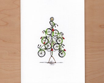 Bicycle Tree Christmas Card, Holiday Card, Christmas Card