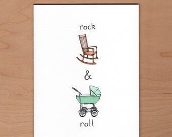 Rock and Roll New Baby Card, Funny New Baby Card