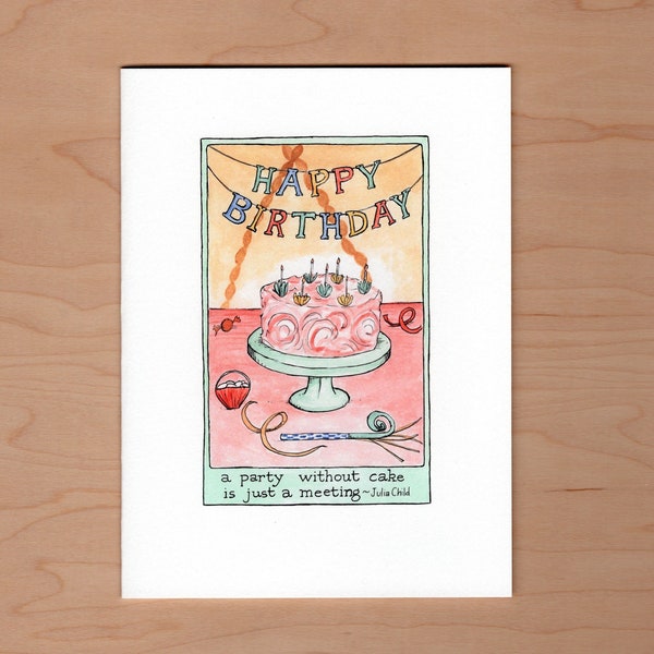 Vintage Birthday party card Julia Child quote, Birthday Card