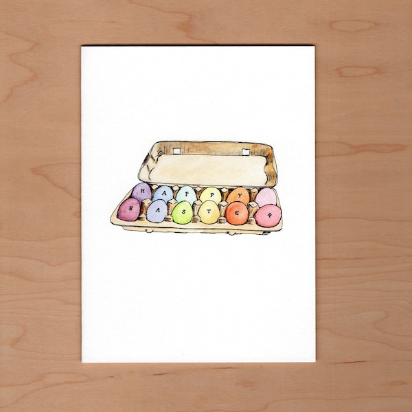 Egg carton Easter Card, Easter Card, Easter egg Card, Illustrated Easter Card