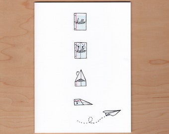 Paper airplane thinking of you card, Thinking of you, Friendship Card