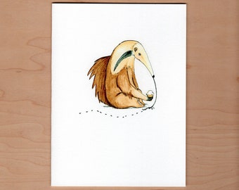 Anteater Birthday Card, Funny Birthday Card, Illustrated Birthday Card