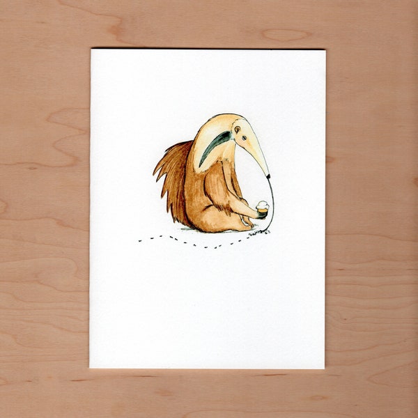 Anteater Birthday Card, Funny Birthday Card, Illustrated Birthday Card