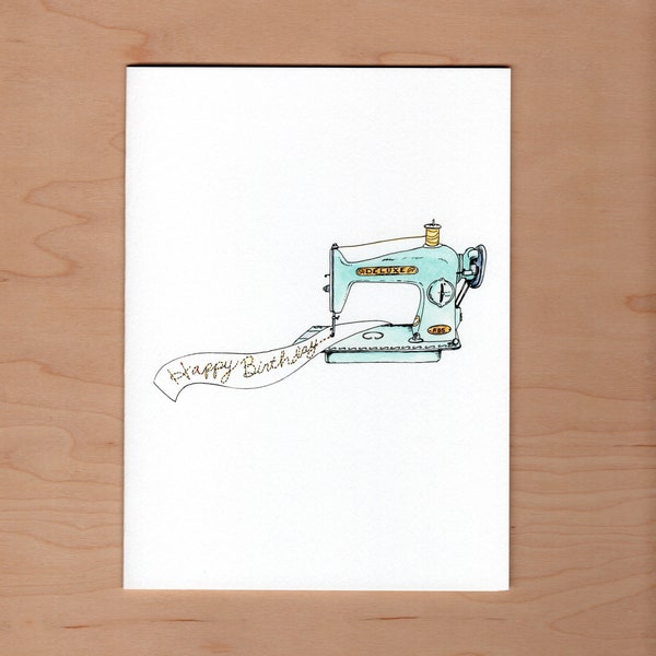 Vintage Sewing Machine Birthday Card