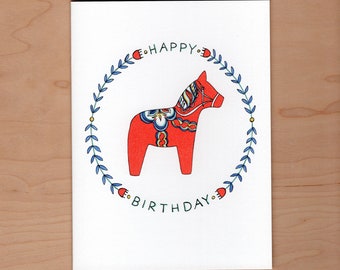 Dala Horse Birthday card