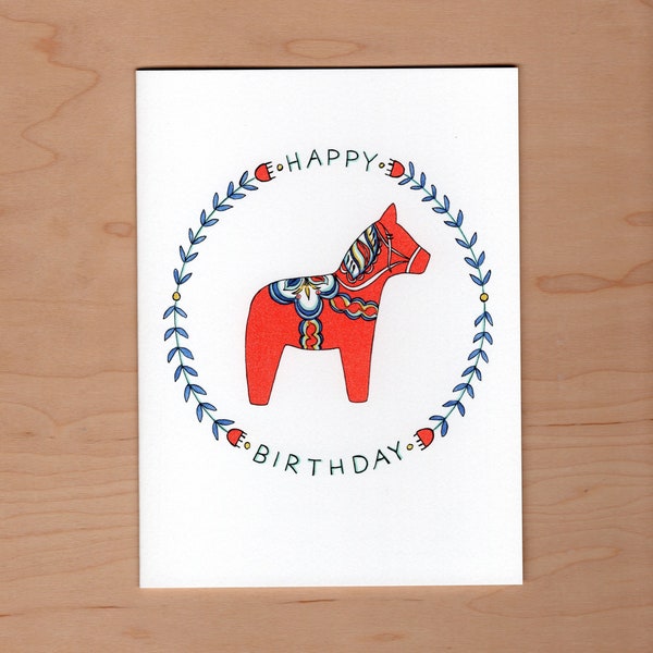 Dala Horse Birthday card