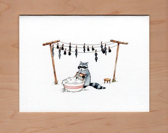 Raccoon washing Greeting Card