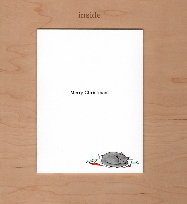 Cat in Christmas tree Card, Cat Christmas Card, Funny Christmas Card image 2