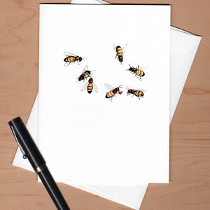 Honey Bee Love and Friendship Card, Honey bee Valentine, Anniversary Card, Valentine's Day Card image 3