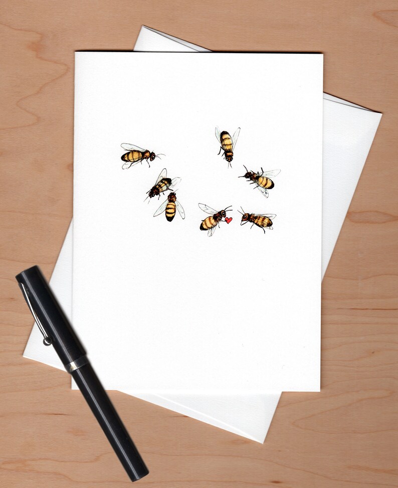 Honey Bee Love and Friendship Card, Honey bee Valentine, Anniversary Card, Valentine's Day Card image 3